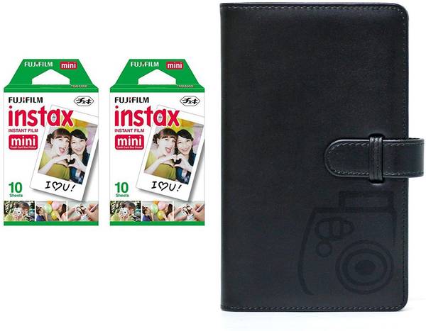 FUJIFILM Instax Mini 10x2 Sheets Instant Film with Black Album 96 Sheets Film Roll