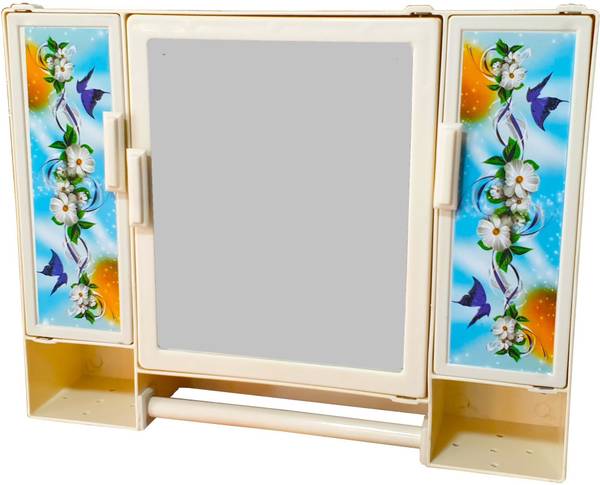 Epraiser (Size: 18 x 14 x 4 Inches, Medium) Beige Multipurpose Virgin Quality PLastic Tripple Door Storage Cabinet / Medicine Cabinet / Bathroom Mirro...