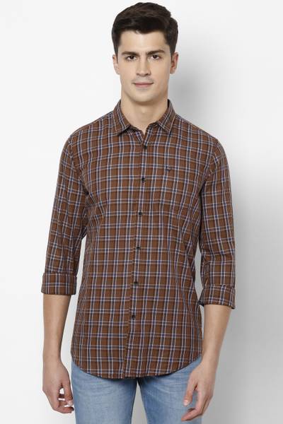 Allen Solly Men Checkered Casual Brown Shirt