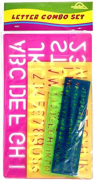 Samvardhan Alphabets, Lettering, Numbers Special Characters Stencil for Students (Set of 4, 7mm, 10mm, 20mm, 30mm-40mm) STENCIL-ABC-SET4PC Stencil Ste...
