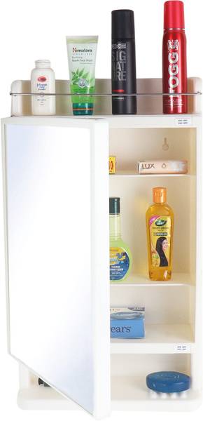 FlowMaster Bathroom Mirror Cabinet with Storage | Strong Plastic Wall Mounted Plastic Wall Shelf