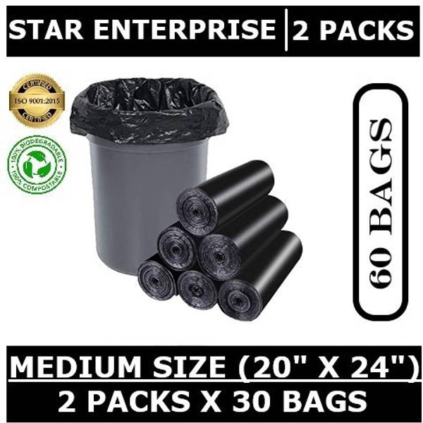 Star Enterprise 2 Pack (60 Pieces) Black Biodegradable Garbage Bags Medium 20 L Garbage Bag Pack Of 60