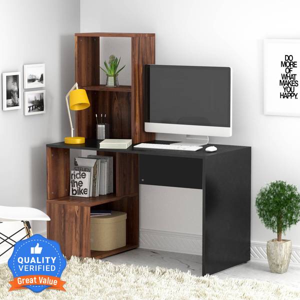Flipkart Perfect Homes Studio Noel Dual Tone Engineered Wood Study Table  (Free Standing, Finish Color - Walnut and Black, Knock Down)