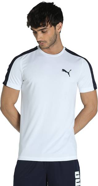 PUMA Colorblock Men Round Neck White T-Shirt