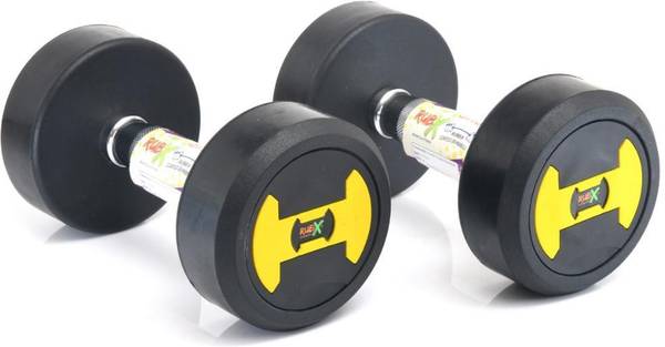 RUBX RUBBER COATED ROUND DUMBBELLS 15KG (PACK OF TWO) Fixed Weight Dumbbell