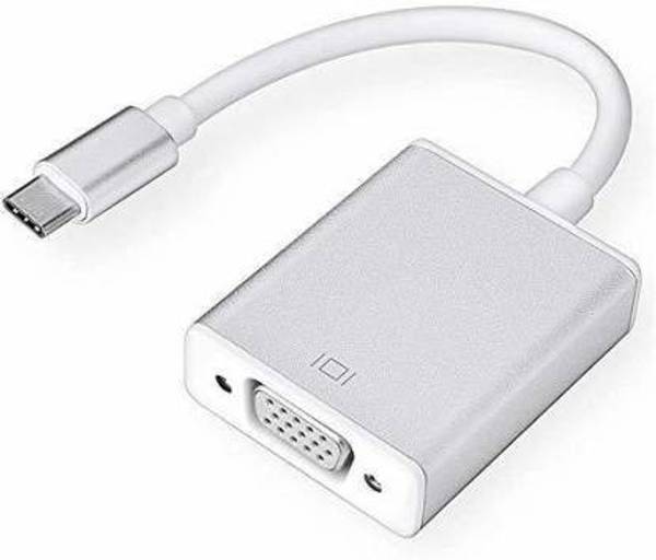 microware TV-out Cable TV-out Cable USB-C to VGA Adapter USB 3.1 Type C to VGA Converter Compatible with MacBook Pro, MacBook Air (White, For Laptop)