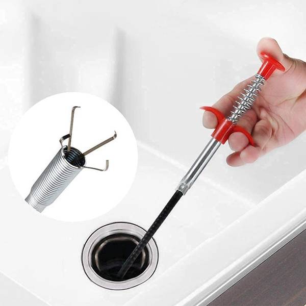MAAUVTOR Stainless Steel Kitchen Sink Drainage Cleaning Claw | Hair Catching Wire Spring Sink Cleaning Stick | Food & Other Blockage | Keys and other ...
