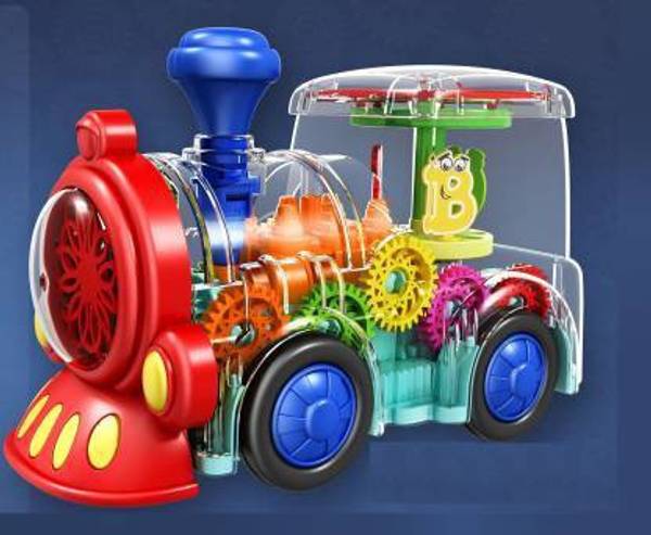 Khilona Wala Transparent Gear Train Toy with 3D Shining Light Effects, Train Sound and Music Toy Electric Train Special Gift for Kids Playful Bump and...
