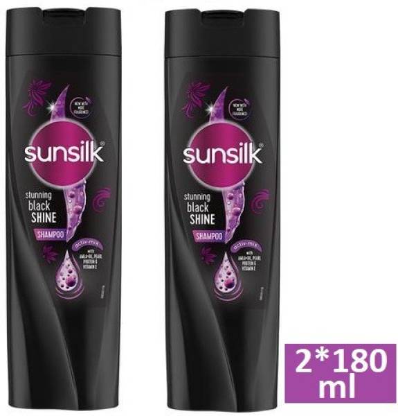 SUNSILK Stunning Black Shine Shampoo With Amla-Oil,Pearl Protein & Vitamin E