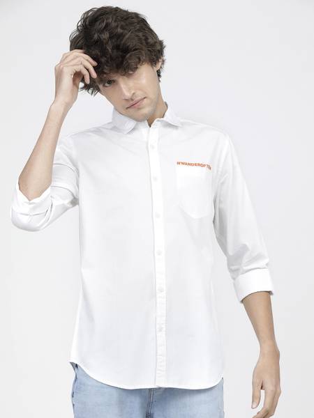 HIGHLANDER Men Solid Casual White Shirt