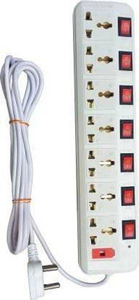 SOYEN 7 Socket Extension Cord With Individual Switches FUSE Led Indicator (White,RED) 7  Socket Extension Boards  (White)