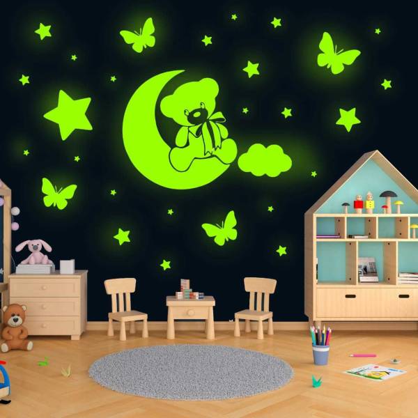 Ashamohar 29 cm Glow in The Dark Stars for Ceiling or Teddy Butterfly Cloud Stickers Room Dcor Kit Galaxy Glow Star Set and Solar System Radium for Ki...