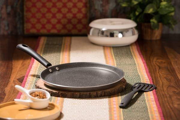 dePRISM ORCHID Nonstick Nonstick FLAT DOSA TAWA, 4mm Heavy Base, with Induction - Silver Tawa 28.5 cm diameter