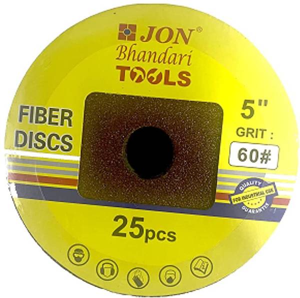Jon Bhandari Tools 60FD Premium 5" Vulcanised Fiber disc 125mm, pack of 25pc (Grit 60) Metal Polisher