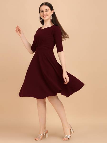 slim fit dress slacks Available] Maroon Blossoms Flare Dress – Navastrani Boutique