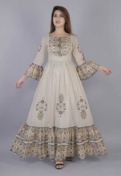 FNPV Women Printed Gown Kurta