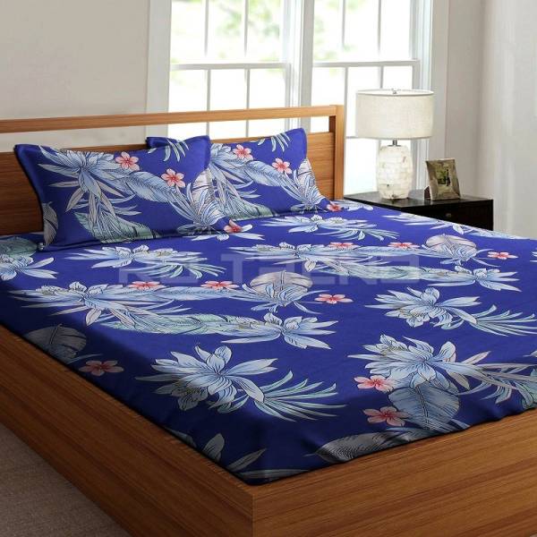 RD TREND 210 TC Microfiber King Floral Fitted (Elastic) Bedsheet