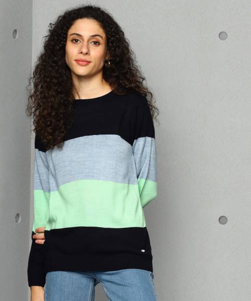 METRONAUT Colorblock Crew Neck Casual Women Multicolor Sweater