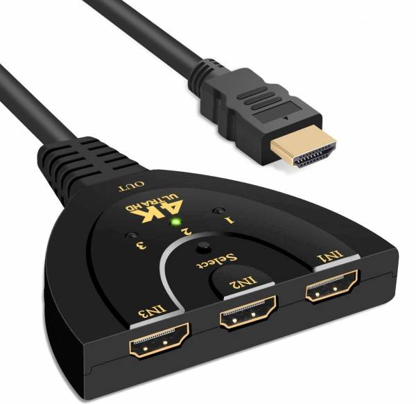 SP TV-out Cable 3 Port HDMI 4 K 1.4V Version Switch Splitter with Pigtail Cable for Fire Stick, Xbox One, PS3, 4, TV (Black)