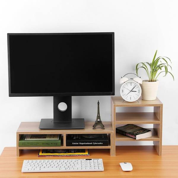 UniAart Computer Monitor Stand with 3 Tiers and Desk Organizer Stand Storage Shelf, Desktop Screen Stand for Laptop, and Keyboard UFB2258 Laptop Stand