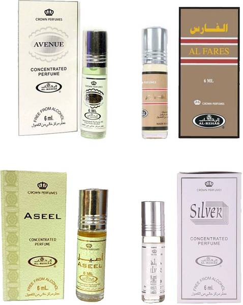 AL- REHAB Avenue, Aseel, Al-Fares & Silver (Combo Pack) Floral Attar