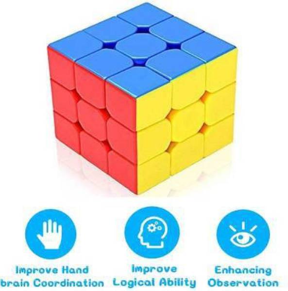 Sheetla Magic 3x3 High Speed Cube For Kids & Adults | Puzzle Games | Best Gift For Kid | Stickerless Rubiks | Cube 3x3x3 Toy 5.9Cm For 3 Years & Up | Multi Color Sticker Less, Super Smooth, Smart Cubes (1 Pieces)