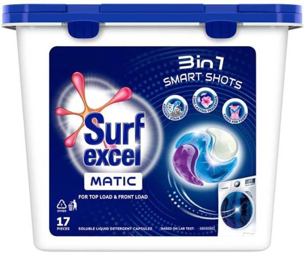 Surf excel 3 in 1 Smart Shots Unit Dose Liquid Detergent For Both Front Load & Top Load Washing Machines Regular Detergent Pod