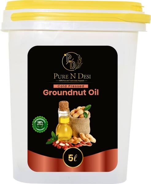 Pure N Desi Naturally Filtered Cold Pressed Groundnut/Peanut Oil/Moongfali Ka Tel (Pure Lakda Ghani/Kolhu/Kachi Ghani/Wood Pressed) Groundnut Oil Plas...