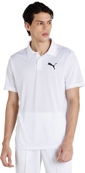 PUMA Printed Men Polo Neck White T-Shirt