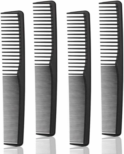 SANDIP 4 Pieces Carbon Fiber Cutting Comb Fine Wide Tooth Barber Comb Heat Resistant Hairdressing Comb Hair Cutting Styling Comb for Salon Barber Home...