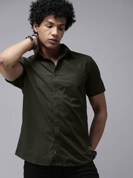 Roadster Men Solid Casual Dark Green Shirt Price History