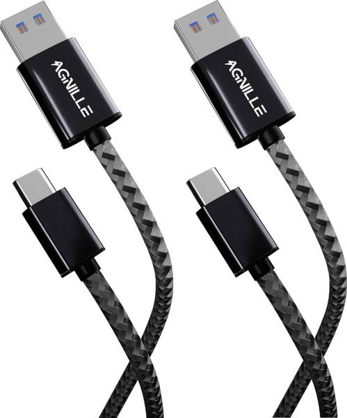 Agnille USB Type C Cable 1 m USB Type-C Double Braided 3.1A Fast Charging & Data Transfer Cable for all C-Port Android Devices