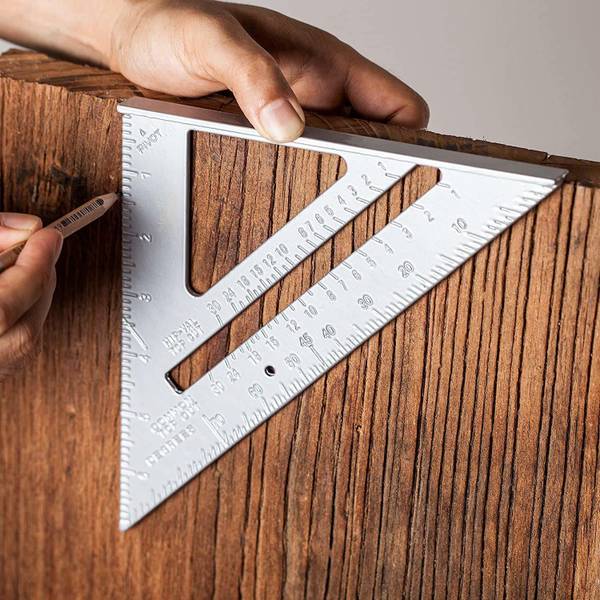 KETTLEKANE Double side Aluminium Alloy Speed Square Triangle Scale for Carpenter and Engineer | Right Angle Tool Tri-Square (Pack of 1) Tri-Square