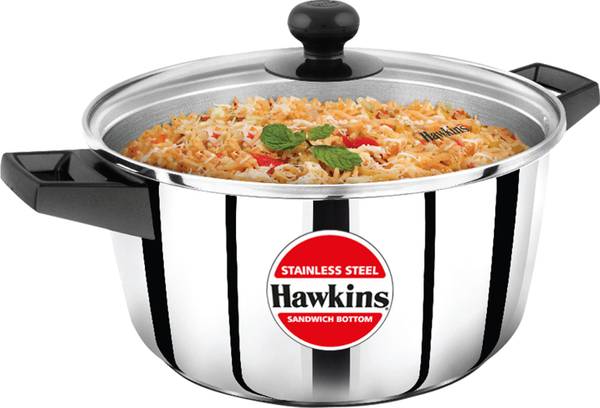 Hawkins Stainless Steel Induction with Glass Lid (SSCB20G) Cook and Serve Casserole