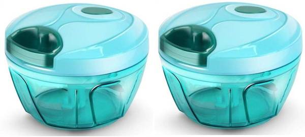 apexa Combo Pack Of Manual Sharp Hand Hold Chopper 450ml With 3 Steelness Steel Blades Vegetable & Fruit Chopper
