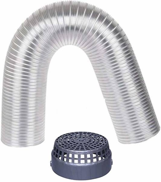 AMPEREUS 6 inch 10 ft Chimney Pipe with Cowl Cover Premium Aluminum Duct Pipe ( Extend upto 10 Feet) Hose Pipe