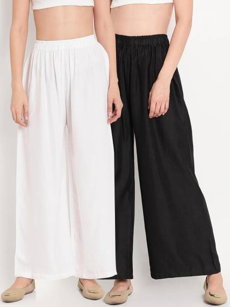 Relaxed Women Black, White Trousers