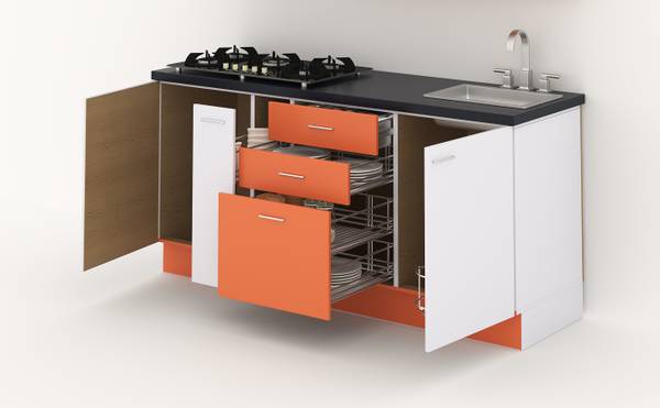 CuteKitchen 6 ft kitchen MK 00650 6 ft Plywood Engineered Wood Kitchen Cabinet