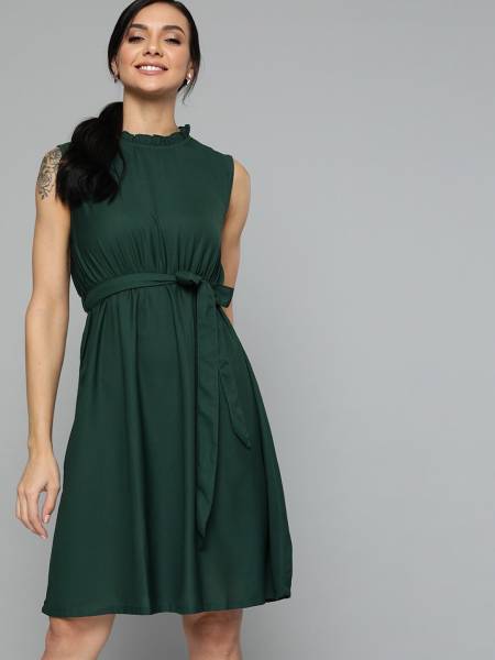 HERE&NOW Women A-line Green Dress