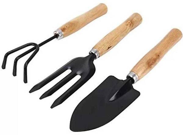 AGT Garden Tool Set Big Trowel, Hand Fork & Hand Rake for Gardening Garden Tool Kit