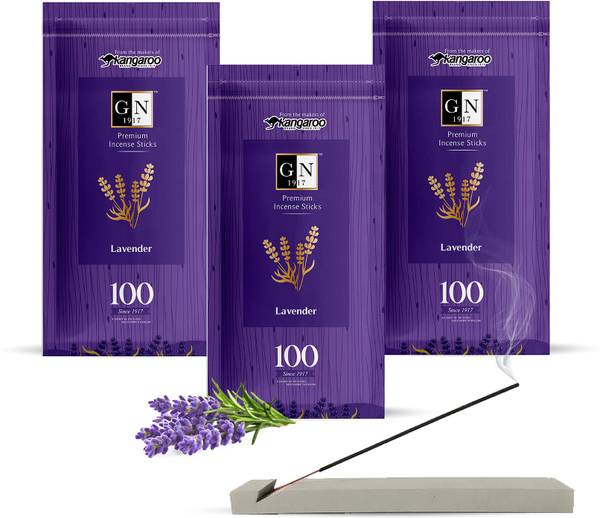 GN 1917 Premium Lavender fragrance Incense sticks zipper combo | pack of 3 (each 130g) | chemical free | 100% pure & natural Lavendar