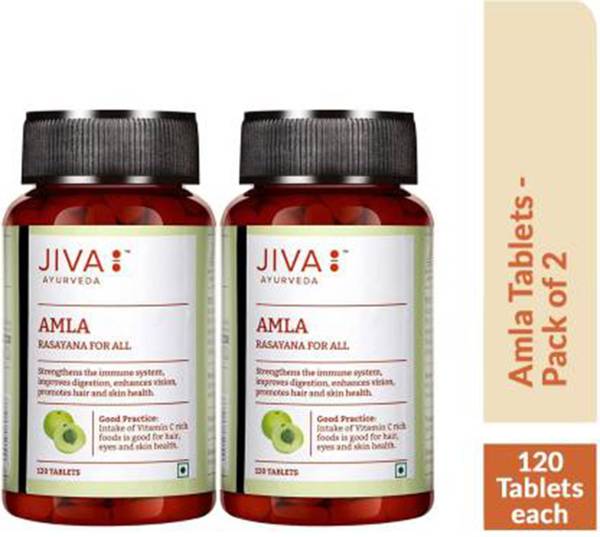 JIVA Amla Tablet - Natural & Rich Source of Vitamin C - 120 Tablets Each - Pack of 2
