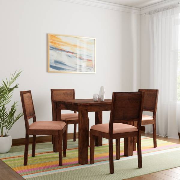 Taskwood Furniture Solid Wood Sheesham Wood 4 Seater Dining Table With ...