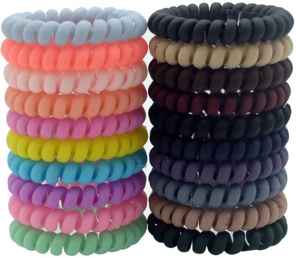 Spiral Coil Phone Cord Hair Ties Rubber Bands for Women PACK OF 10 Rubber Band