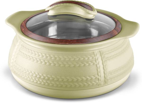 MILTON Weave 1500 Insulated Inner Stainless Steel Casserole with Glass Lid, 1.32 Litres, Beige Serve Casserole