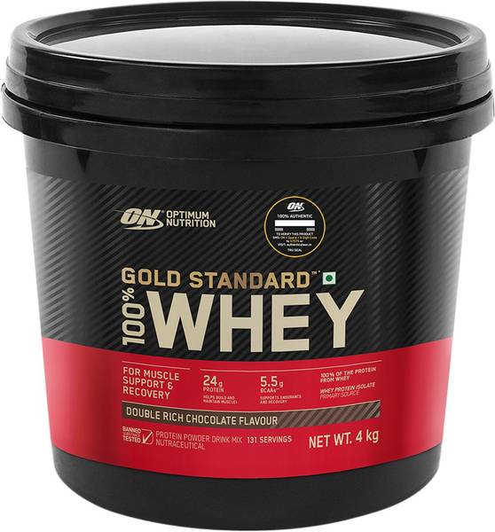 Optimum Nutrition (ON) Gold Standard 100% Protein Powder - Primary Source Isolate Whey Protein  (4 kg, Double Rich Chocolate)
