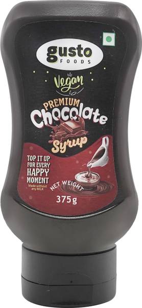 Gusto Foods Vegan Premium Chocolate Syrup for Ice Creams, Desserts and Cake | Easy to Use Squeezy Bottle Sauce & Dip
