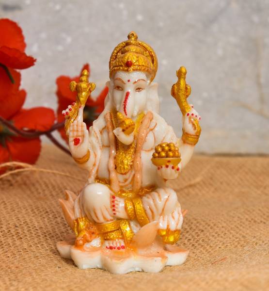 Archna Handicraft Archna Handicraft Polyresin Ganesh Ji Murti for Car DashBoard l Pooja Room I Home Temple Decoration Items I Bronze god Idols I Statu...