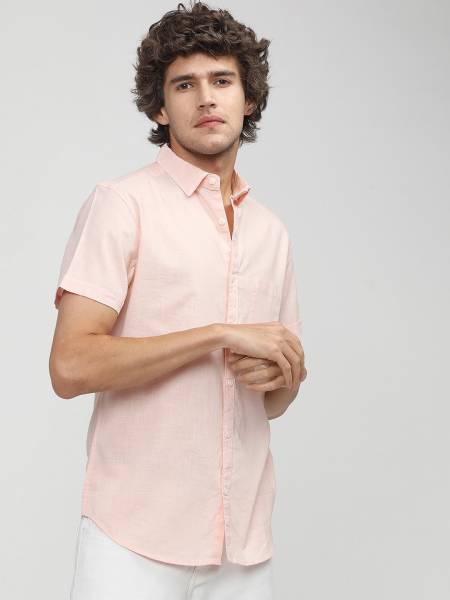 KETCH Men Solid Casual Pink Shirt