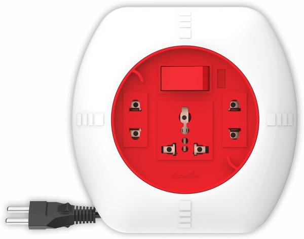 Fybros Fusion 2 Pin Extension Flex Box 5 Meter Power Cable with Indicator 3 Socket Extension Boards